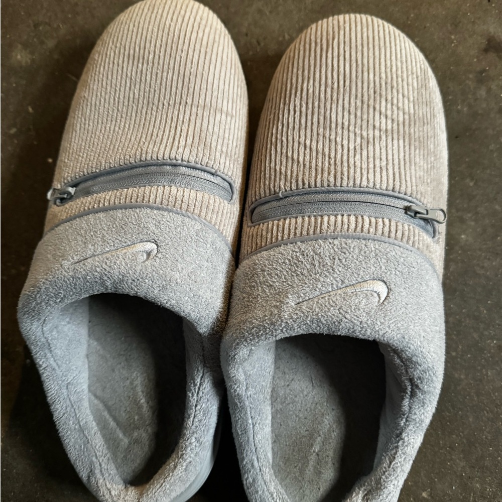Nike Gray Slippers with Zipper